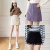 Falda de Pana Vintage Primavera y Otoño 2025 Nueva Falda Morada de Lana con Abertura para Mujer Falda A-line Ajustada a la Cadera