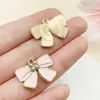 20 Gota de Óleo Laço de Princesa Rosa Strass Laço Pingente Pulseira Brincos Chaveiro Acessórios de Joia DIY