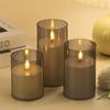Control Remoto Transfronterizo Luz de Vela Electrónica LED Portavasos Acrílico Vela Gris Morandi Luz de Atmósfera Romántica para Bodas Venta al por Mayor