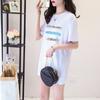 D143 Camiseta de Largo Medio Rota para Mujer Verano 2025 Nueva de Manga Corta Ins Trendy Estilo Coreano Suelta Manga Media Top Camiseta