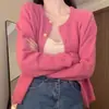 Nuevo cárdigan de punto estilo coreano para primavera y otoño para mujer, cuello redondo, manga larga, color liso, suave y holgado, abrigo suéter elegante y versátil para mujer