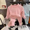 Pijama de otoño para niños, conjunto de otoño estilo coreano para niños, conjunto de ropa interior térmica cálida, de manga larga, ropa de estar sin costuras para bebés niñas