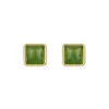 Aretes Kabasi "Cubo de Azúcar" de Plata S925 Incrustados con Jade Natural Hetian, Aretes Sencillos, Joyería de Lujo Ligero, Al por Mayor en Stock