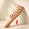 Peine de Madera de Sándalo con Dientes Anchos para Rizos para Mujer, Peine Masajeador del Cuero Cabelludo, Peine de Madera Masajeador con Dientes Anchos para Uso en Casa
