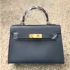 Fivela Dourada Estampa de Palmeira Kelly Bag de Segunda Geração (H03Kl Fivela Dourada)