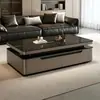 Mesa de centro de vidrio templado de lujo ligero para sala de estar, combinación simple de almacenamiento de gran capacidad, mesa de centro rectangular para apartamentos pequeños