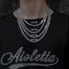 [Colar de proteção de cor de aço titânio] seis lados moagem corrente cubana homens e mulheres hip hop relógio fivela jóias fivela clavícula camisola cadeia