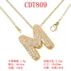 Moderna y Versátil Colgante de Alfabeto Inglés de 26 Letras con Microincrustaciones de Cobre Puro Cadena para Clavícula Suministro Directo Joyería de Collar para Mujer