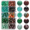 Contas redondas de doce 8MM de importação em caixa de 10 compartimentos, contas de vidro coloridas em blocos, acessórios para joias DIY, materiais para colares e pulseiras