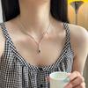 Collar de doble capa de plata esterlina s925 pura star rail ágata negra para mujer ins mismo estilo diseño nicho cadena clavicular de calcedonia blanca