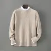 Baicai Rong Suéter Nuevo de Lana Pura Otoño/Invierno Suéter de Cuello Redondo para Hombre Capa Base de Punto Simple Casual de Gama Alta para Negocios