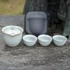 Año del Dragón Cerámica Horno Ru Juego de Té de Viaje Regalo de Empresa Bolsa Portátil Cafetera de Té para Exteriores Taza Rápida Taza para Beber Té