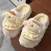 Pantuflas de algodón de gato Hello Kitty para mujer, bolso de invierno con zapatos de algodón de luna lindos y nuevos de piel y forro polar para mujer