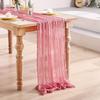 Amazon Camino de Mesa Arrugado Venta Caliente Decoración de Tela para Boda Fiesta de Cumpleaños Bohemio Color Sólido Manteles Fabricante Venta al por Mayor