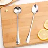 Cuchara Creativa de Acero Inoxidable con Mango Largo para Uso en el Hogar y Restaurante, Cuchara para Mezclar, Cuchara para Café, Cuchara Pequeña de Estilo Coreano para Postres y Té con Leche