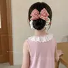 Elástico de cabelo para meninas com laço e bolinhas, scrunchie para crianças, faixa de cabelo elástica que não danifica o cabelo, acessório de cabelo para coque
