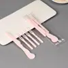 Q06 Nova faca e garfo para bolo da lua bege faca e garfo para bolo da lua azul faca e garfo para bolo da lua rosa faca e garfo para bolo de cinco caroços