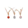 Juguete para gato pluma bola rebotante, bola de ejercicio, palo para provocar gato, gadget de autoentretenimiento, juguete interactivo para gato para consumo de energía