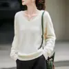 Serie Cepillada Cachemira Pesada Sin Costuras de Una Pieza Moda Tejido Suelto Suéter Superior Tejido para Mujer