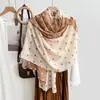 Design criativo senso bolinhas estrela de cinco pontas alta combinação de cores lenço de seda lenço de algodão feminino primavera e outono xale decorativo