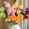 Rosa Rizada de Rama Alta de 6 Cabezas, Rosa Montaña Nevada, Accesorios para Fotografía de Bodas, Flores Artificiales, Arreglo Floral de Techo de Escenario, Flores de Seda