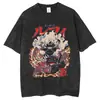 Camiseta de Manga Corta para Hombre de Verano, Estampado Original de la Serie One Piece, Talla Europea Transfronteriza, Lavada Vintage