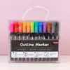 Caneta Amazon Dream Linha Dupla Transfronteiriça Caneta Colorida para Diário Caneta Metálica Caneta de Contorno Desenho à Mão 36 Cores Marcador Fluorescente
