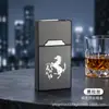 Novo porta-cigarros recarregável com isqueiro, design integrado, resistente à pressão, à prova de umidade, tampa flip magnética, capacidade super grande para 20 cigarros, pacote masculino