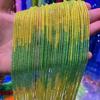 Cuentas redondas de 2 mm, color amarillo y verde degradado, de vidrio facetado con corte angular, pequeñas cuentas sueltas para cadena de clavícula DIY.