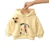 Sudadera con forro de forro polar para bebé para otoño e invierno, diseño de dibujos animados, nuevo estilo 2026, unisex, cálido y elegante, top para bebé estilo coreano