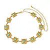 Popular cadena de cintura bohemia transfronteriza para mujer para combinar con faldas, cadena de cinturón de metal vintage turquesa, accesorio de estilo étnico