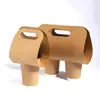 Portavasos de cartón corrugado desechable para café, té y leche, portavasos de papel de 2 o 4 piezas, caja de embalaje para llevar, venta al por mayor