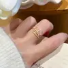 Anillo Ajustable Abierto con Diseño de Flor Pequeña Rosa Simple Totalmente Pavimentado con Diamantes Anillo de Personalidad Romántica Francesa Producto Nuevo Transfronterizo