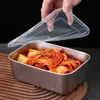 Contenedor de Acero Inoxidable para Alimentos con Tapa Cuadrado Lonchera Almacenamiento en Refrigerador Preparación para Olla Caliente Lonchera para Exteriores Caja Cuadrada Pequeña Regalo