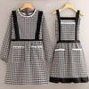 Nuevo Delantal de Cocina de Lona de Manga Larga Ropa de Trabajo para el Hogar de Cocina Estilo Coreano Cintura Anti-Manchas y Resistente a la Suciedad Overol de Mujer