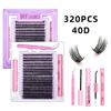 320 racimos 16 filas pestañas postizas falsas DIY transfronterizas 4 piezas pinzas removedor de pegamento 50P60P80P100P cabello comercio exterior