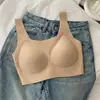 Ropa interior de base líquida invisible sin costuras para mujer, verano, fina, para pecho grande, pecho pequeño, tira de gel, simple, respetuosa con la piel, sujetador tipo chaleco