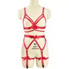 Ropa tipo bambú de venta caliente en Amazon Europa y América Sexy Conjunto de Lencería de Arnés de Tres Piezas con Portaligas N0160