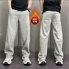 Calça Casual Forrada com LãNova Tendência de Inverno Marca Calça Casual Versátil com Color-Blocking, Peso Pesado, Caimento Solto, Minimalista e Quente