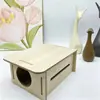 Plataforma de paisajismo para hámster, accesorios para jaula de hámster dorado enano, casa de madera, agujero cálido para esconderse, escondite exquisito para hámster