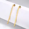 Pendientes de Tachuela de Acero Inoxidable Estilo Coreano Sencillos Chapados en Oro con Barra Recta de Personalidad para Mujer, Joyería Elegante de Estilo Geométrico en Aliexpress