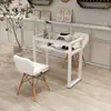Conjunto de Mesa e Cadeira para Manicure com Vidro Temperado, Estilo Japonês, Individual ou Duplo, Simples e Prático, Dedicado para Salões de Unhas