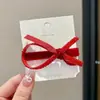 Pinza para el Cabello con Lazo de Terciopelo Rojo para Mujer, Pinza para Flequillo Lateral, Pinza Pequeña de Garra de Princesa, Pinza de Pato para Niños, Accesorio para el Cabello de Año Nuevo