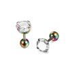Joia de piercing esférico de aço inoxidável mais vendida internacionalmente, tarrachas de orelha com zircônia de quatro garras, tarrachas de orelha de piercing esférico, alto requinte