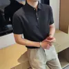 Camiseta casual de algodão de alta qualidade para homens, estilo old money de luxo leve para o verão, gola de lapela sem costura, respirável, camisa polo com gola de lapela aberta, manga curta