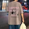 Camiseta de Manga Corta Estilo Americano High Street Araña Rojo Vino para Hombre Verano 2025 Nueva Moda Marca Diseño para Parejas
