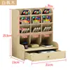 Caja de Almacenamiento con Portalápices de Madera, Gran Capacidad, Portalápices Nórdico Creativo y Elegante con Múltiples Compartimentos, Estante de Almacenamiento para Escritorio de Oficina