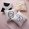 Almofada Decorativa Estampa de Linha Artística Minimalista Almofada para Sofá de Casa Almofada de Cabeceira Pedido em Lote