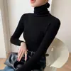 Suéter con Cuello Alto Apilado Suave y Pegajoso para Mujer Otoño Invierno Nuevo Estilo Ropa Interior Ajustada Adelgazante Camisa Base de Punto de Cuello Alto para Mujer