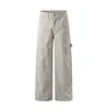 Calça de lenhador Zuhuan Martin para homens, marca trendy de alta rua, com um design de retalhos único, calça reta de perna larga solta